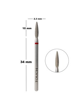 TOUCH Frez diamentowy zaokrąglony płomyk czerwony 2,3 mm
