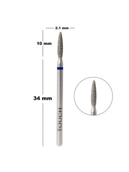 TOUCH Frez diamentowy zaokrąglony płomyk niebieski 2,1 mm