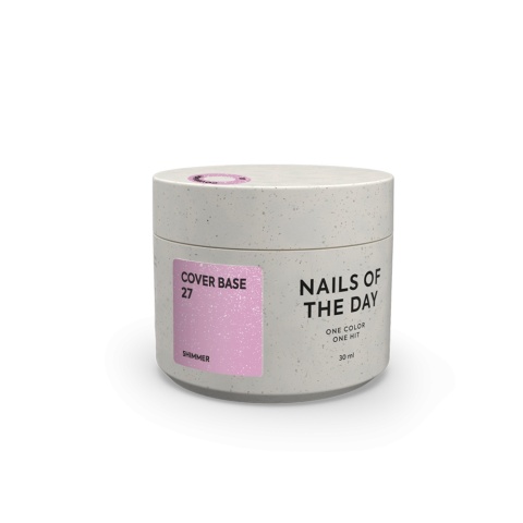 NAILSOFTHEDAY Cover base 27 - półprzezroczysta różowa baza ze srebrną drobinką, 30 ml