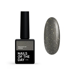 NAILSOFTHEDAY Reflective top Shimmer - top ze złotą drobinką odblaskową bez lepkiej warstwy, 10 ml