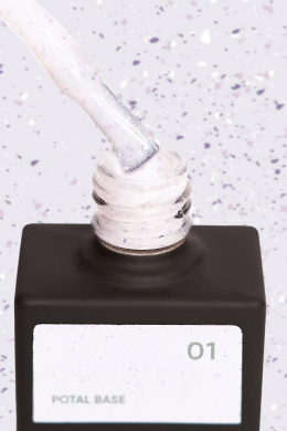 NAILSOFTHEDAY Potal base 01 – mleczno-fioletowa baza ze srebrno-fioletowymi płatkami, 10 ml