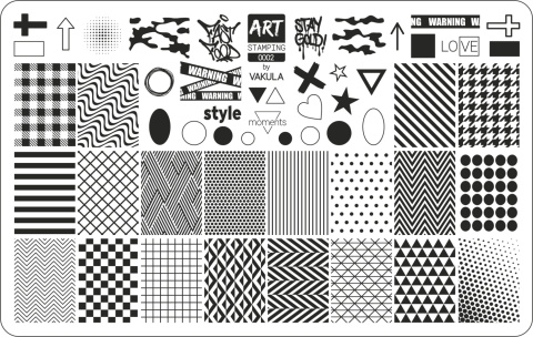 ART STAMPING 002 - blaszka do stampingu z geometrycznymi wzorami