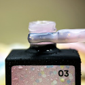 NAILSOFTHENIGHT Party base 03 - mleczno-różowa baza z holograficznymi sześciokątami, 10 ml