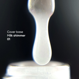 NAILSOFTHEDAY Cover base milk shimmer 01 - mleczna baza kamuflująca ze złotymi drobinkami, 10 ml