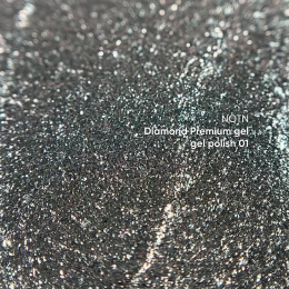 NAILSOFTHENIGHT Diamond Premium gel 01 - srebrny z metalowymi płatkami lakier hybrydowy, 5 ml