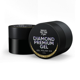 NAILSOFTHENIGHT Diamond Premium gel 03 - złoty z metalowymi płatkami lakier hybrydowy, 5 ml