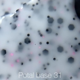 NAILSOFTHEDAY Potal base 31 – mleczna baza z czarnym oraz różowym brokatem, 10 ml