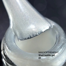 NAILSOFTHENIGHT Shell Bottle gel 01 - biało-srebrny perłowy żel do wzmocnienia i naprawy, 10 ml