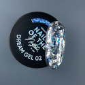 NAILSOFTHENIGHT Dream gel 02 - srebrny żel do zdobień z heksagonami i brokatem, 5 g