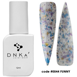 DNKa' Cover Base #0044 Funny -mleczna baza hybrydowa z płatkami folii, 12 ml