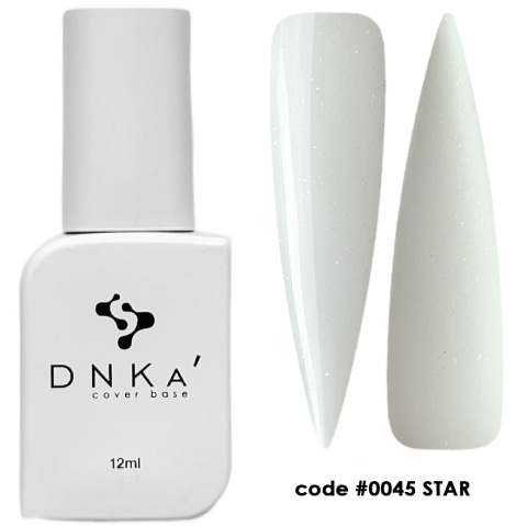 DNKa' Cover Base #0045 Star - biała baza hybrydowa z opalizującym brokatem, 12 ml