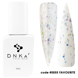 DNKa' Cover Base #0055 Favourite - mleczna baza hybrydowa z brokatem, 12 ml