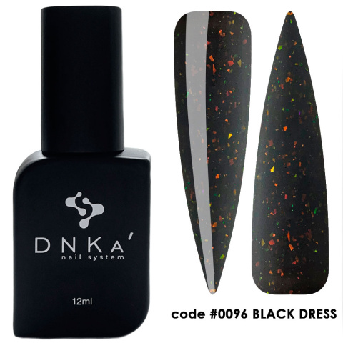 DNKa' Cover Base #0096 Black Dress - czarna baza hybrydowa z holograficznymi płatkami, 12 ml