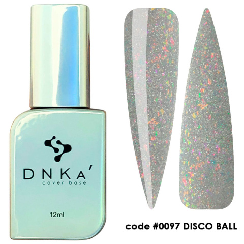 DNKa' Cover Base #0097 Disco Ball - srebrna baza hybrydowa z holograficznymi płatkami, 12 ml