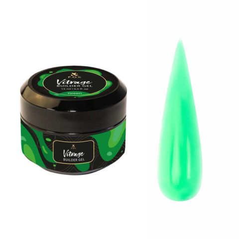 F.O.X Vitrage gel Green - zielony witrażowy żel do przedłużania paznokci, 15 ml